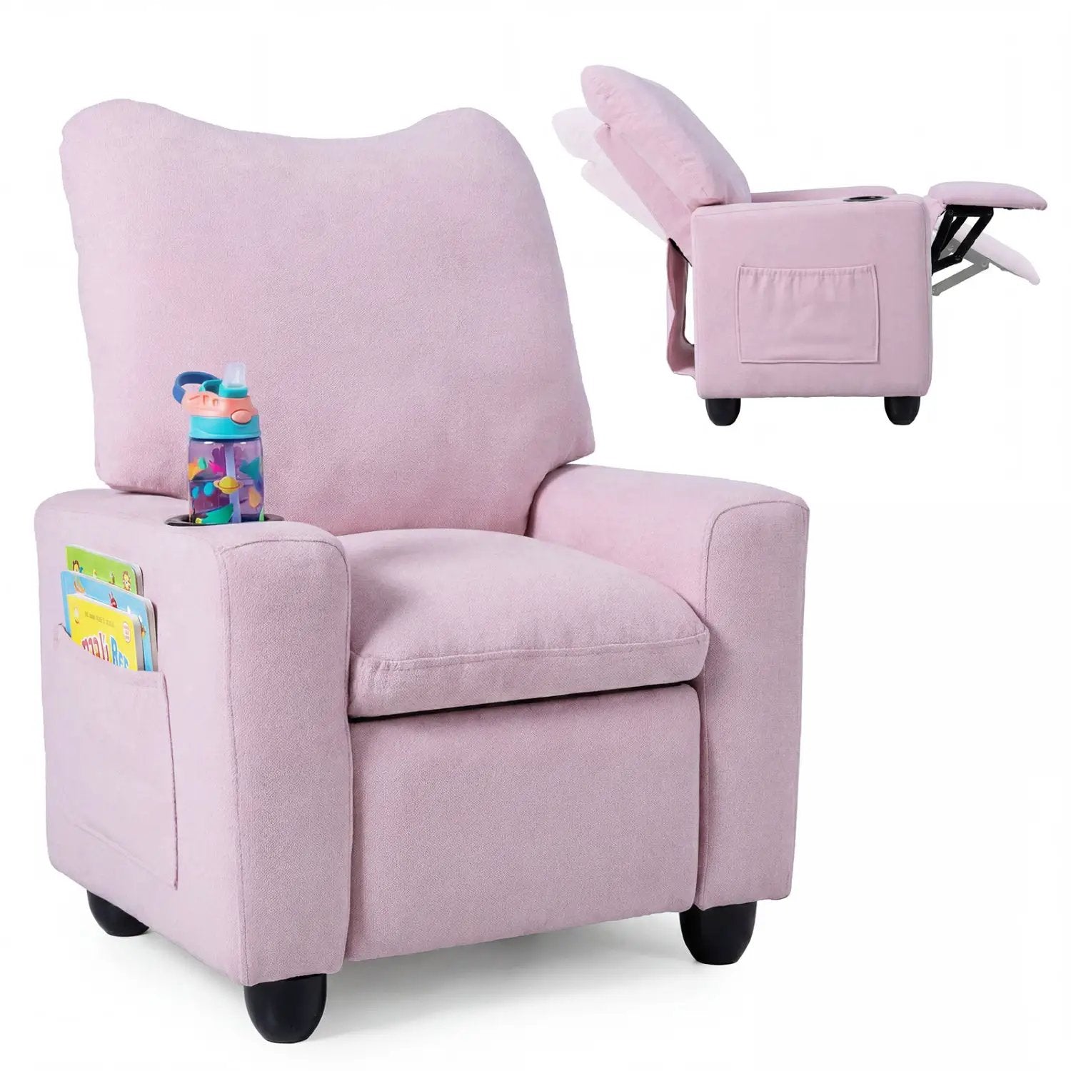 Kids Recliner Sofa with Adjustable Footrest and Cup Holder by DirectDeals