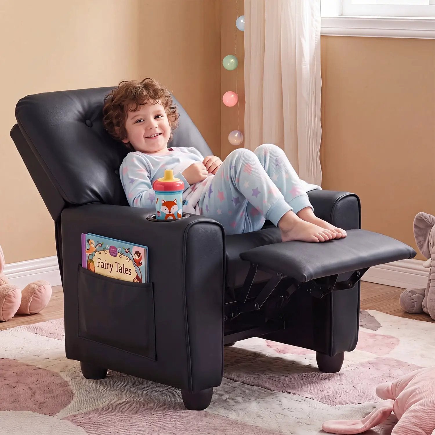 Kids Recliner Chair with Cup Holder & Adjustable Backrest by DirectDeals