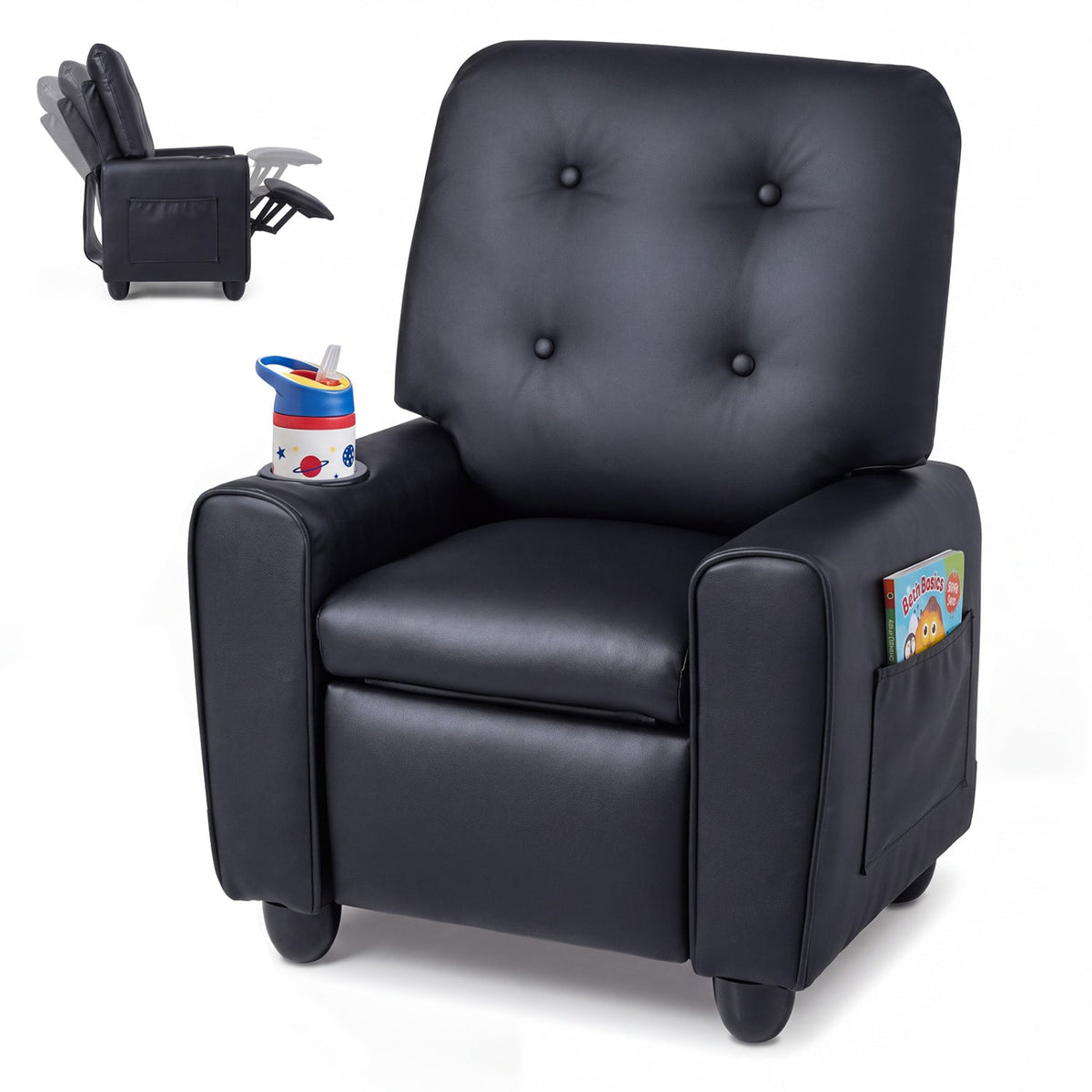 Kids Recliner Chair with Cup Holder & Adjustable Backrest, photo 3 of 10