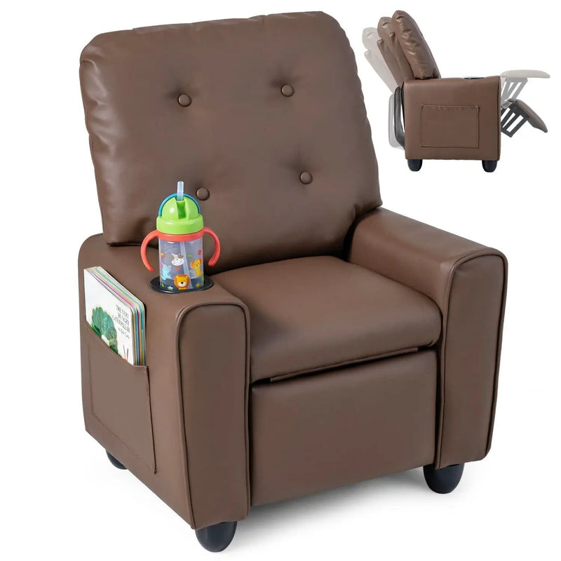 Kids Recliner Chair with Cup Holder & Adjustable Backrest by DirectDeals