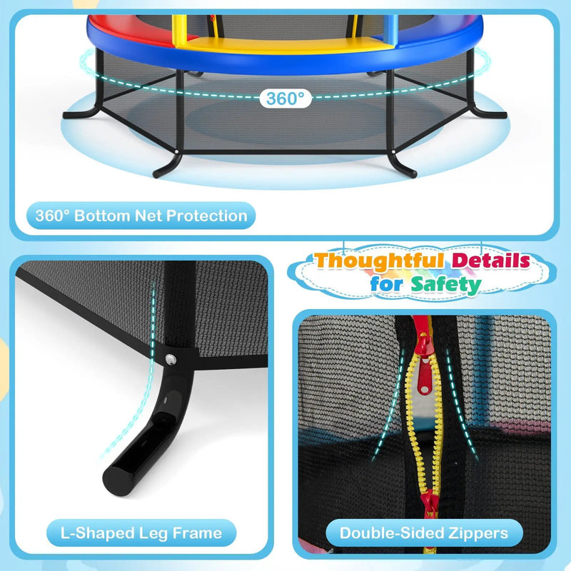 55 Inch Kids Recreational Trampoline Bouncing Jumping Mat with Enclosure Net by DirectDeals