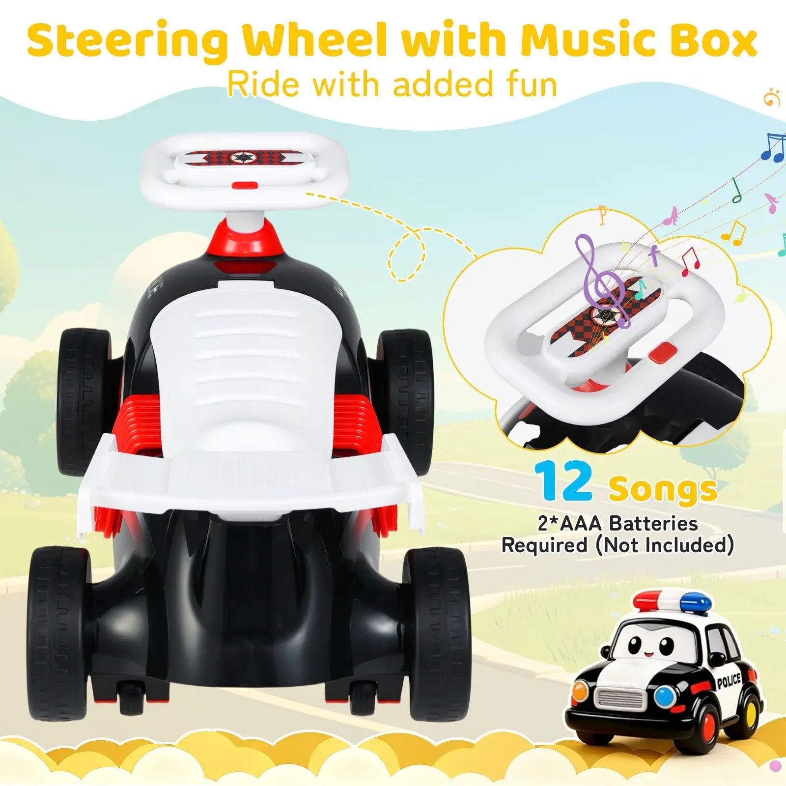 Kids Ride On Car Sliding Toy with Music and Under-Seat Storage by DirectDeals