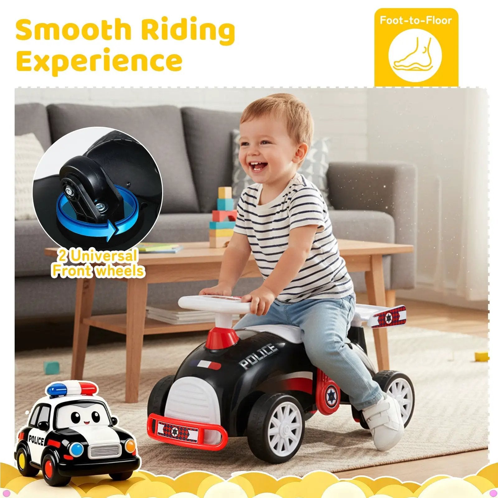 Kids Ride On Car Sliding Toy with Music and Under-Seat Storage by DirectDeals