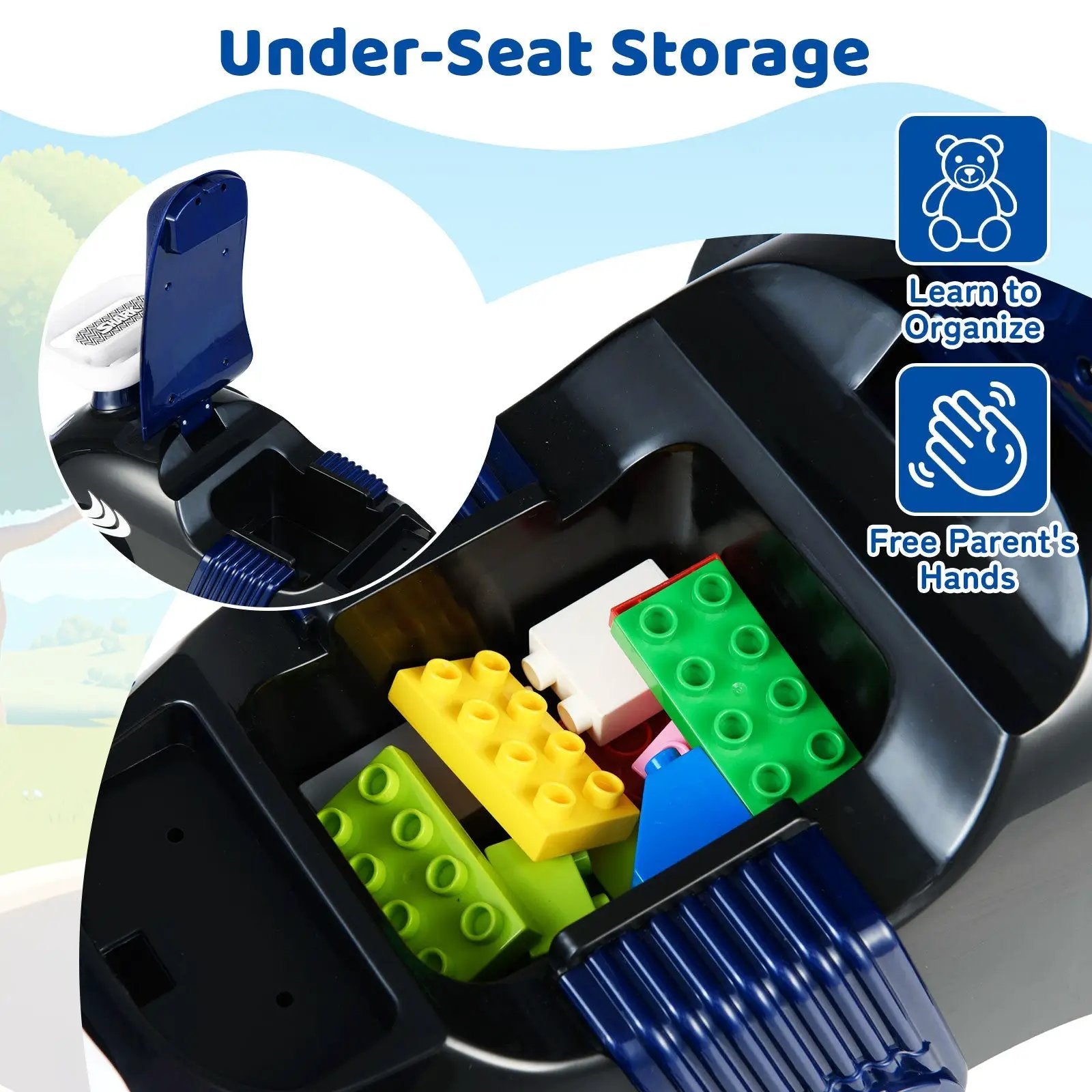 Kids Ride On Car Sliding Toy with Music and Under-Seat Storage by DirectDeals