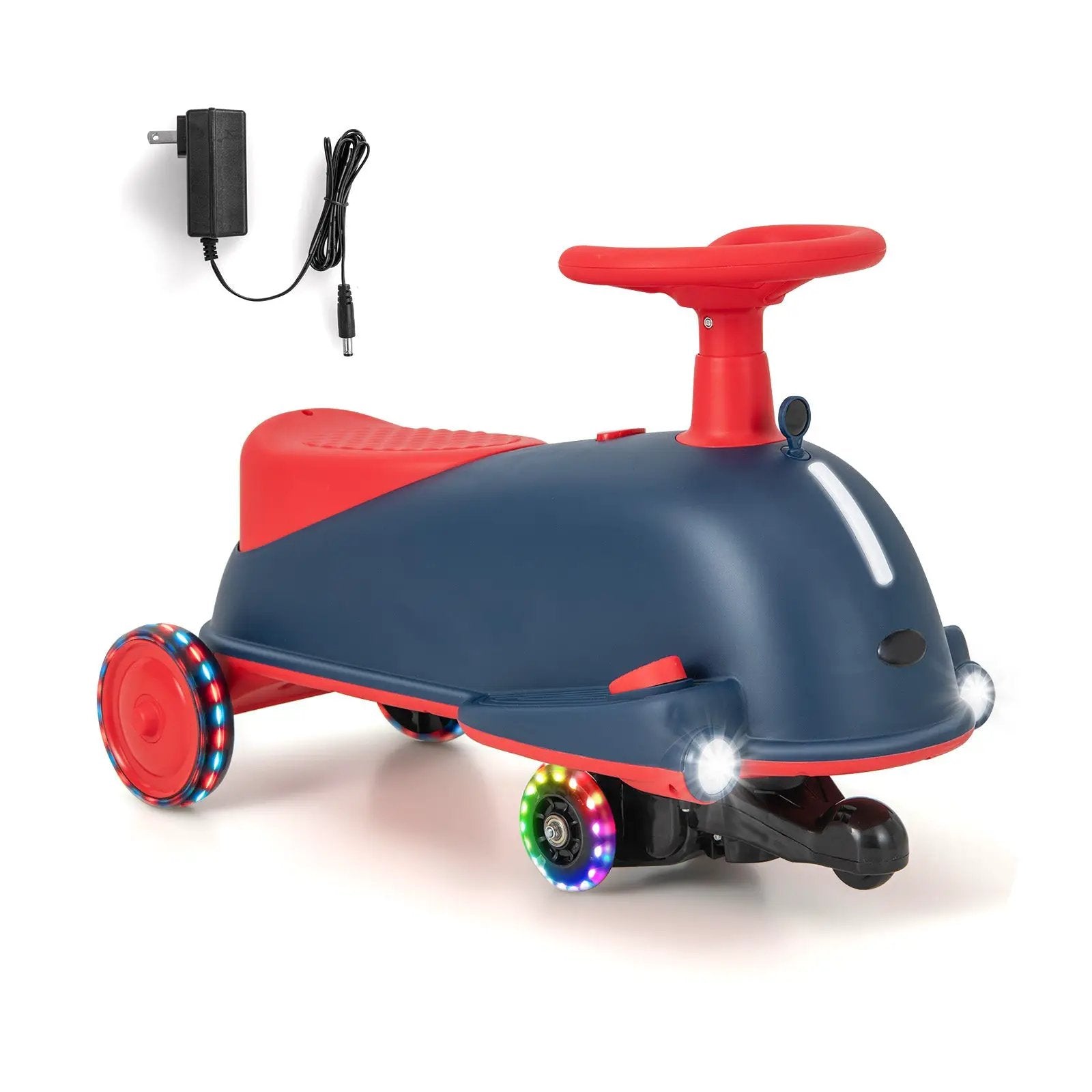 6V Kids Ride On Drifting Wiggle Car 2 in 1 with Music and Pedal and Dolphin-like Design-Blue by DirectDeals
