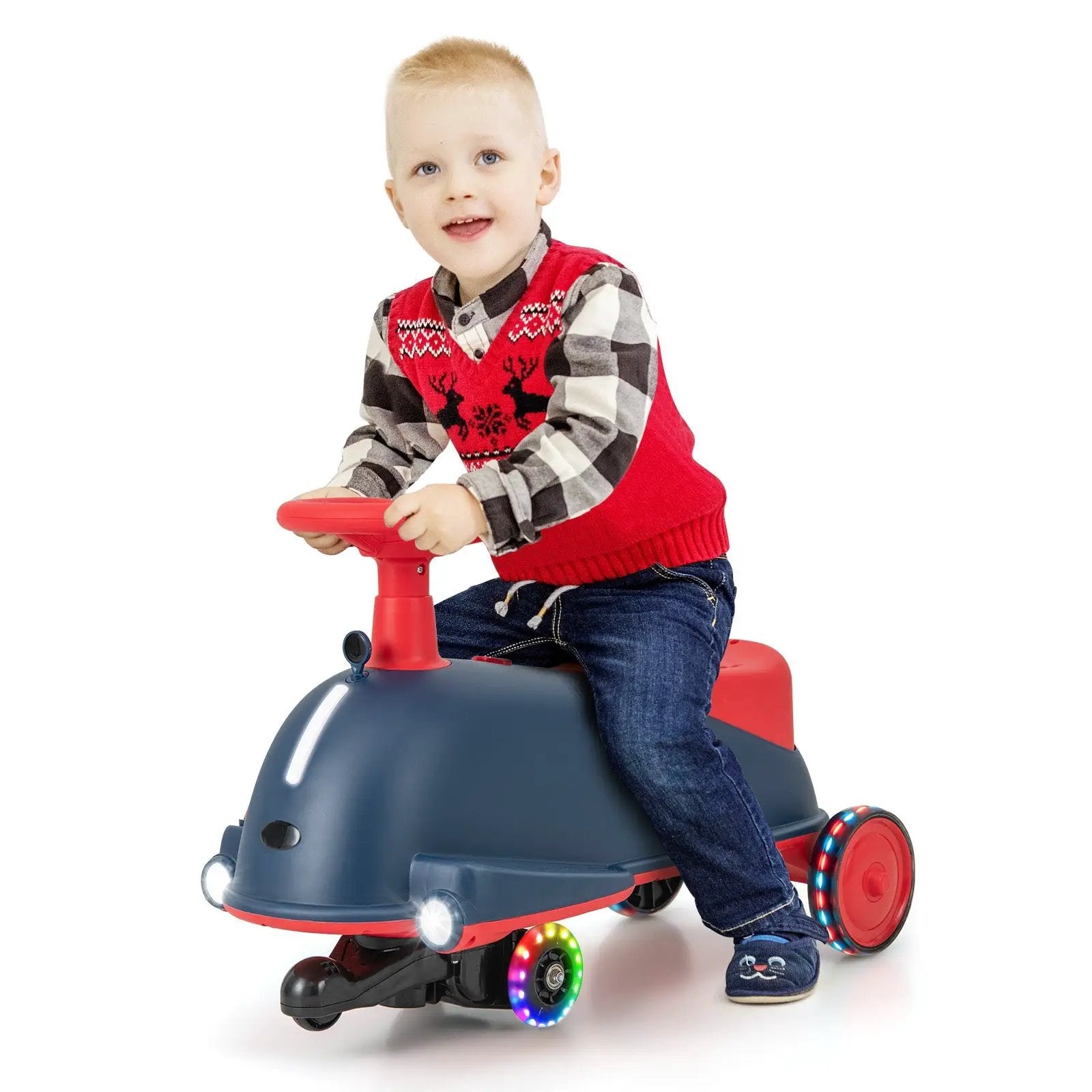 6V Kids Ride On Drifting Wiggle Car 2 in 1 with Music and Pedal and Dolphin-like Design-Blue by DirectDeals