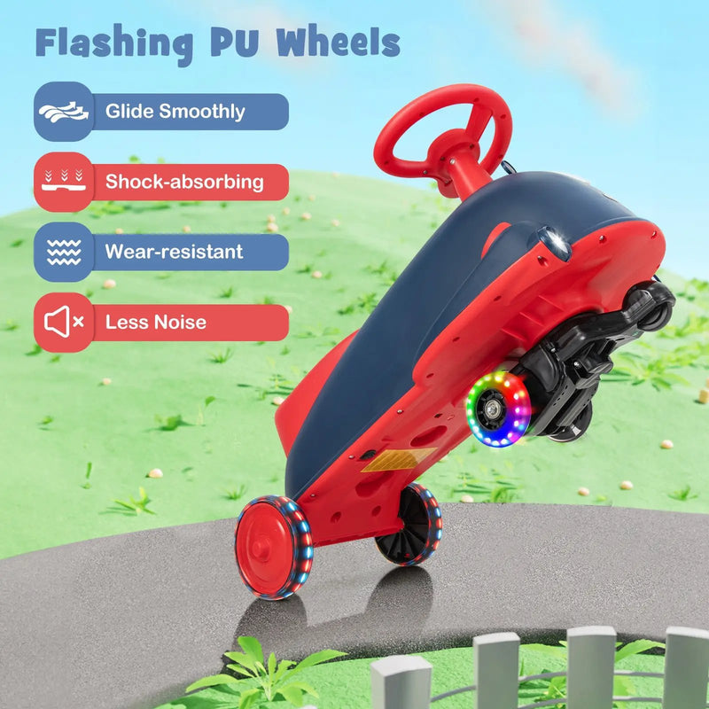 6V Kids Ride On Drifting Wiggle Car 2 in 1 with Music and Pedal and Dolphin-like Design-Blue by DirectDeals