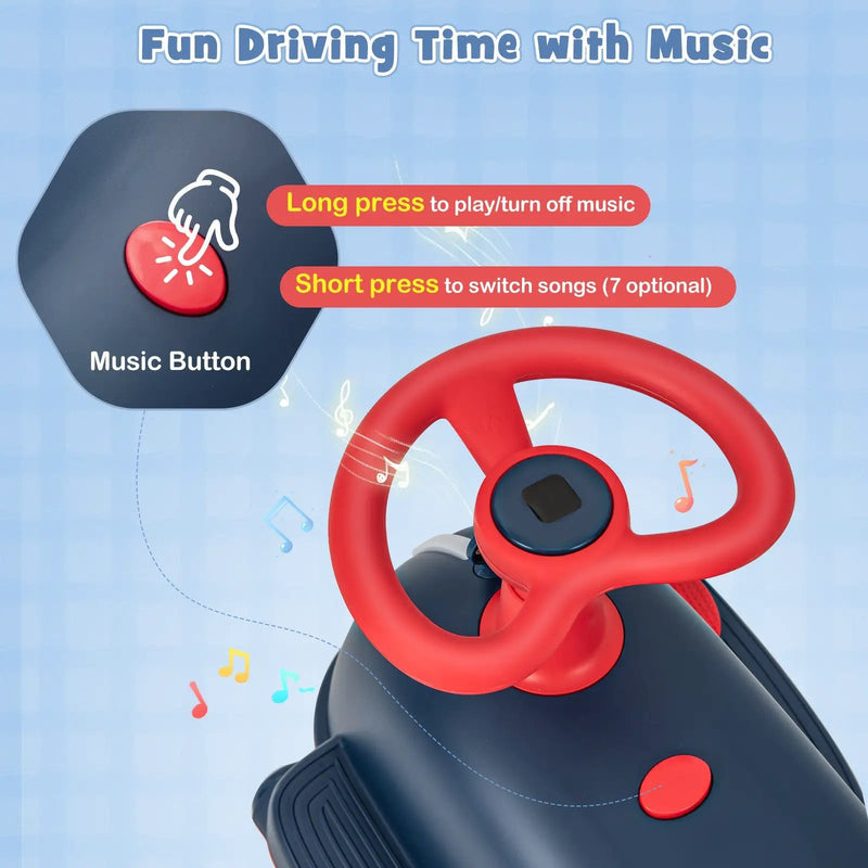 6V Kids Ride On Drifting Wiggle Car 2 in 1 with Music and Pedal and Dolphin-like Design-Blue by DirectDeals