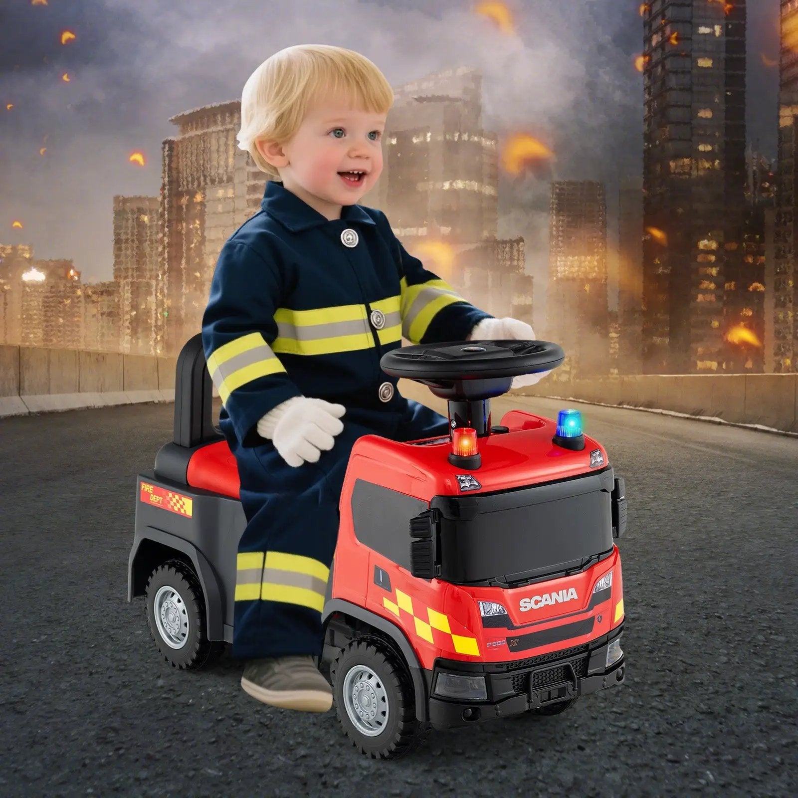 Kids Ride On Push Car Licensed SCANIA Truck Toy with Steering Wheel and Music by DirectDeals