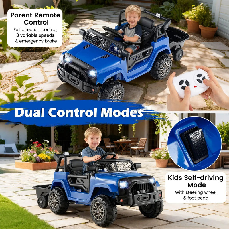 Kids Ride On UTV Car with Detachable Trailer 12V Battery Powered Ride On Truck by DirectDeals