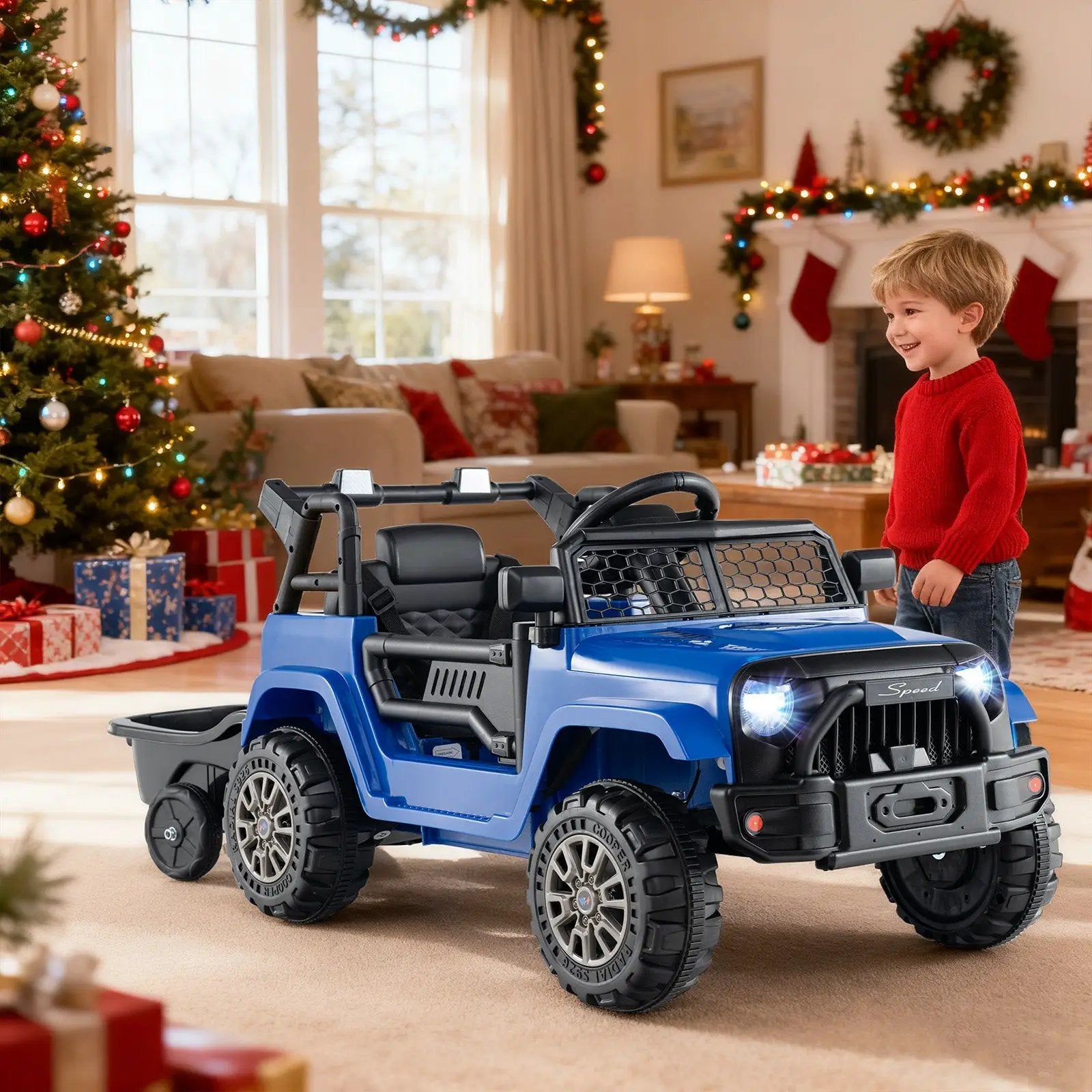 Kids Ride On UTV Car with Detachable Trailer 12V Battery Powered Ride On Truck by DirectDeals