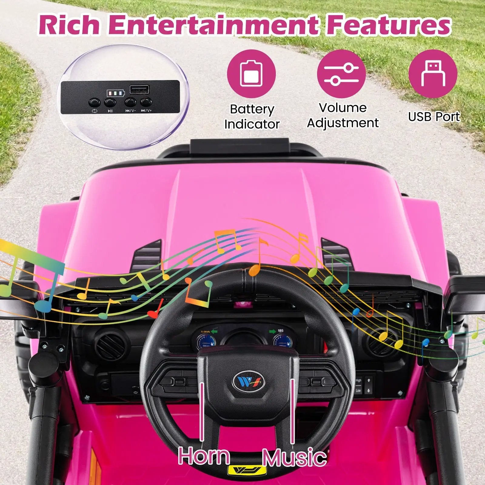 Kids Ride On UTV Car with Detachable Trailer 12V Battery Powered Ride On Truck by DirectDeals