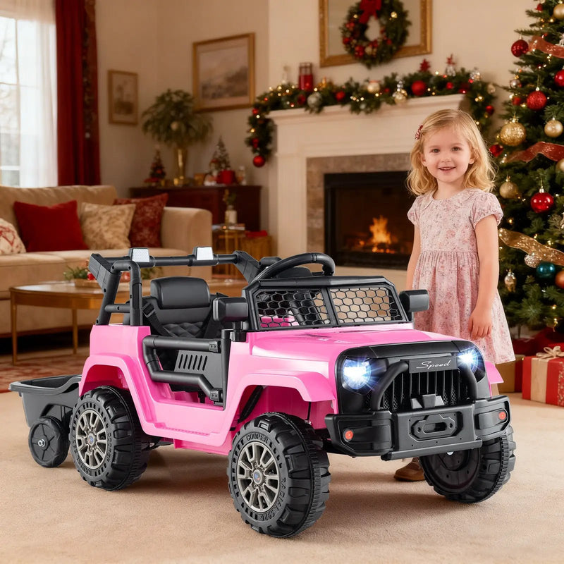 Kids Ride On UTV Car with Detachable Trailer 12V Battery Powered Ride On Truck by DirectDeals