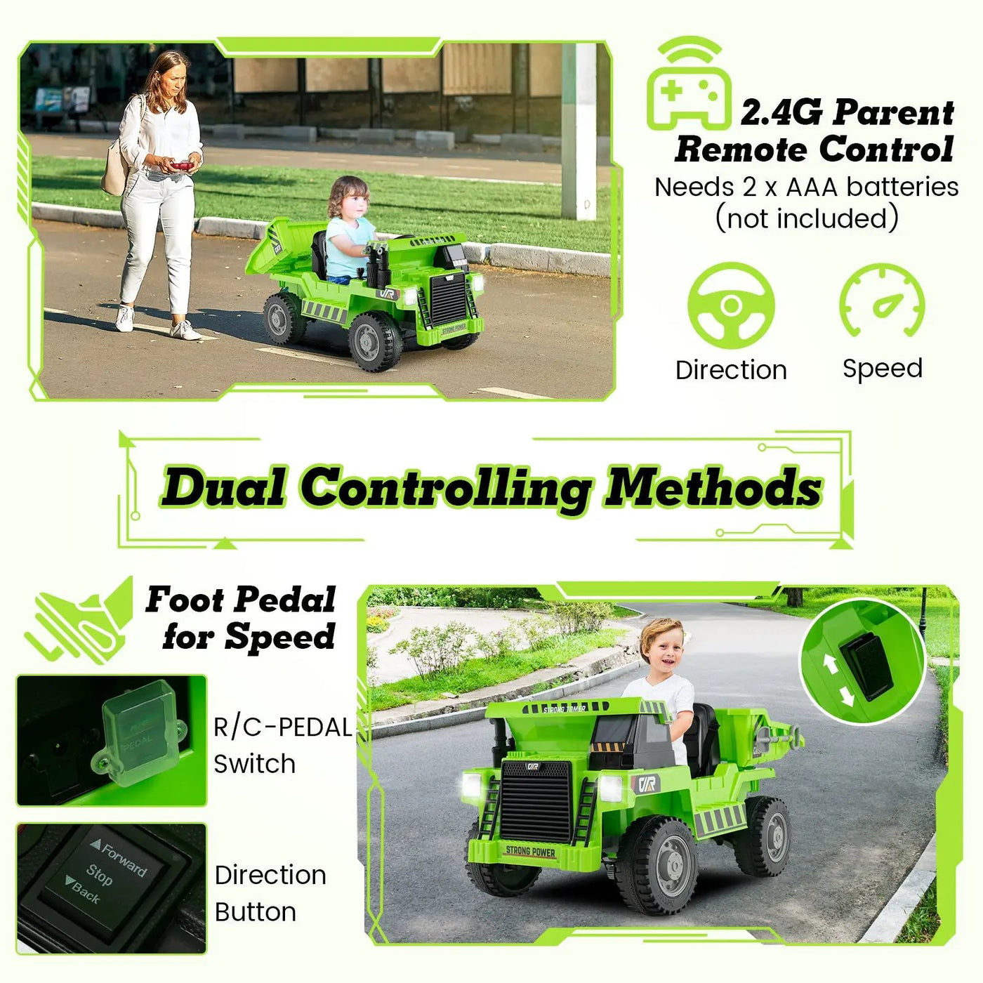 Kids Ride on Dump Truck 12V Ride on Car with Electric Dump Bed by DirectDeals