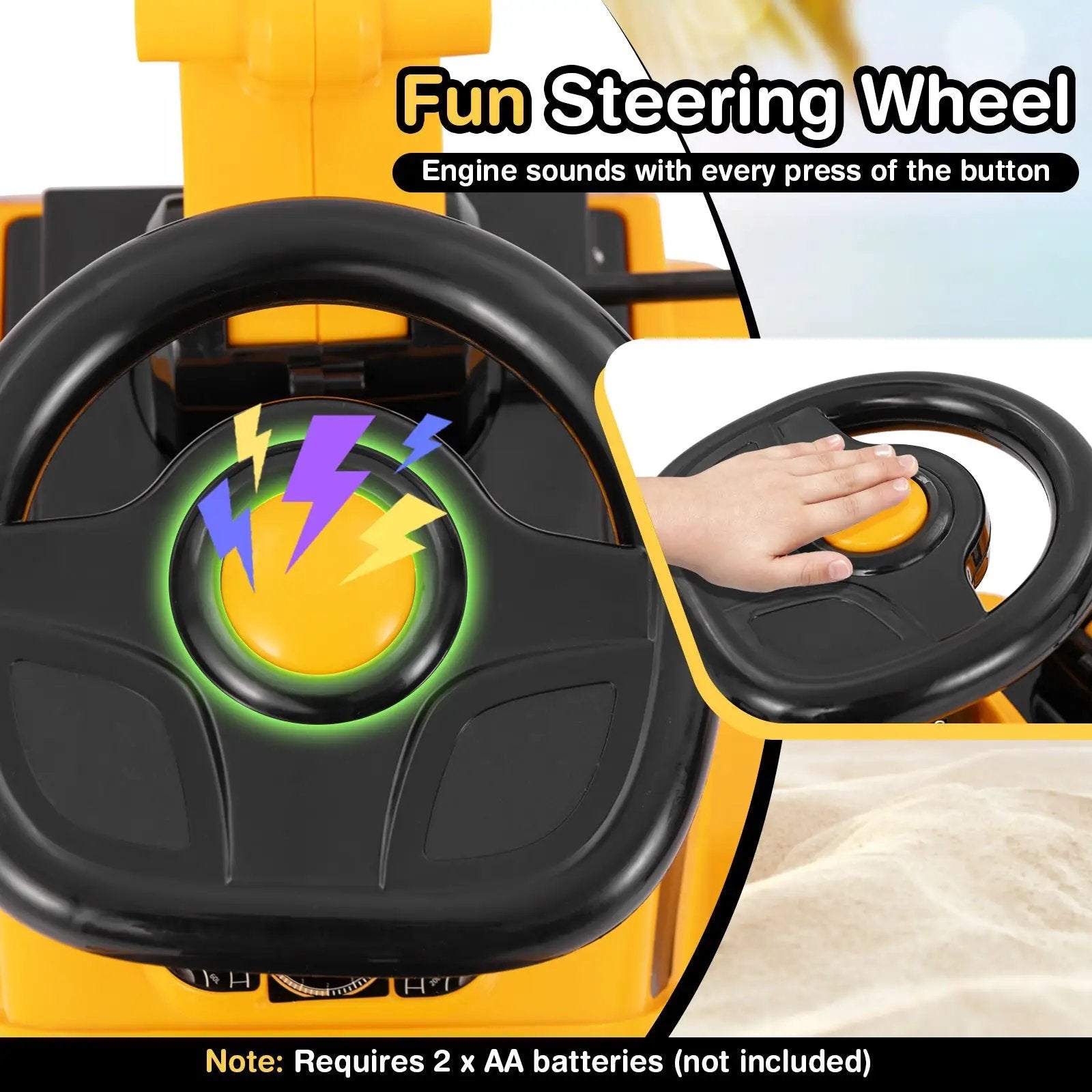 Kids Ride on Excavator with Adjustable Shovel-Yellow by DirectDeals