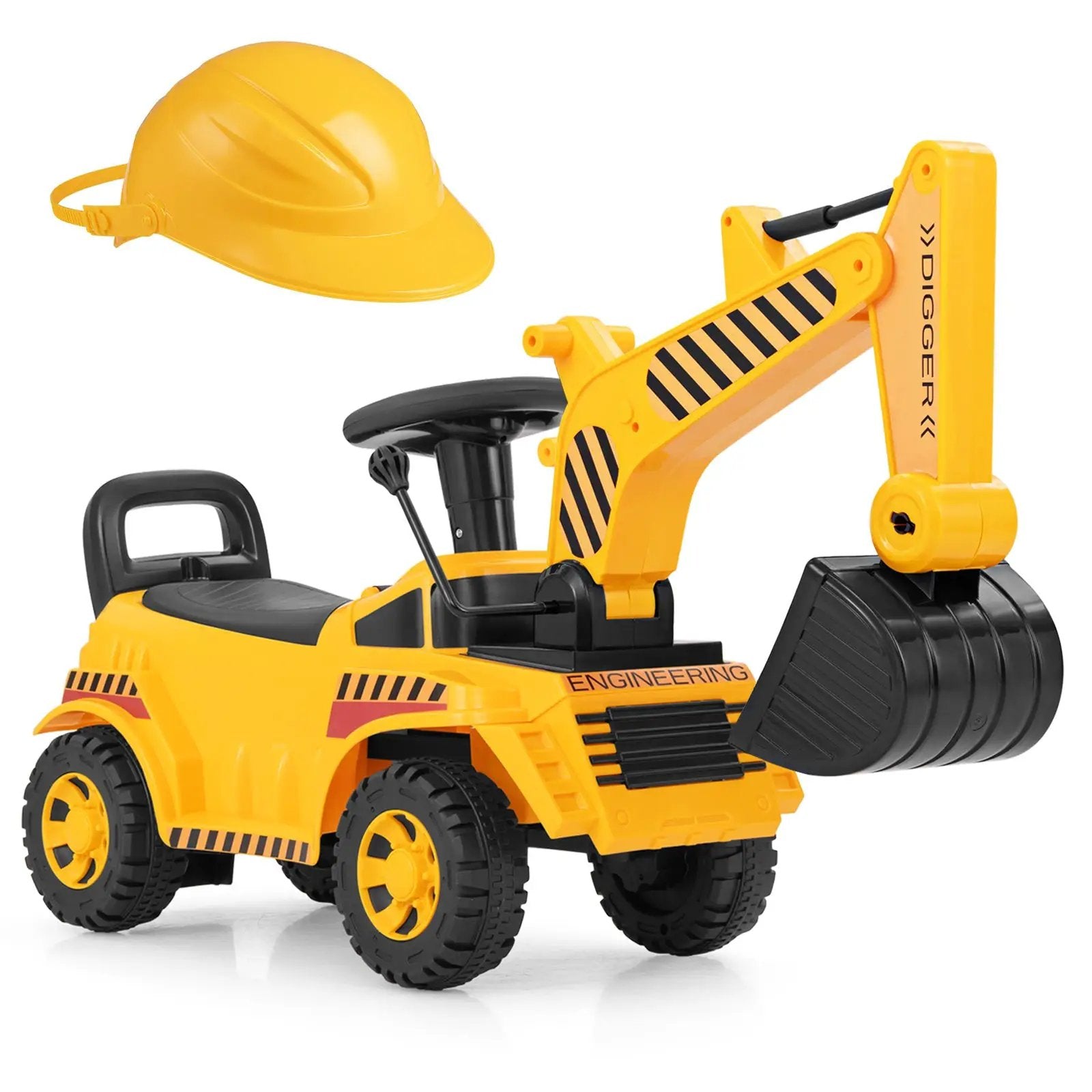 Kids Ride on Excavator with Adjustable Shovel-Yellow by DirectDeals