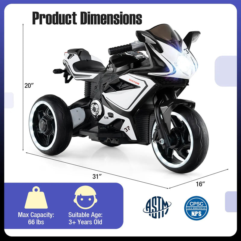 Kids Ride on Motorcycle 6V Battery Powered Mini Electric Motorbike with LED Lights by DirectDeals