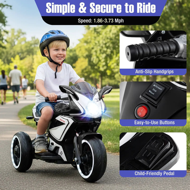 Kids Ride on Motorcycle 6V Battery Powered Mini Electric Motorbike with LED Lights by DirectDeals