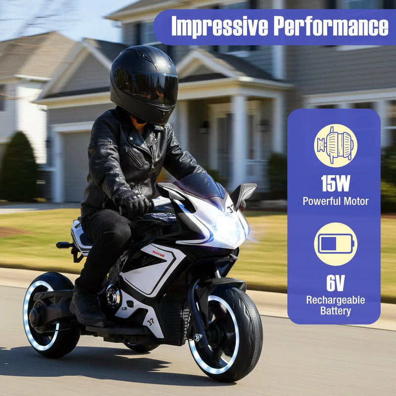 Kids Ride on Motorcycle 6V Battery Powered Mini Electric Motorbike with LED Lights by DirectDeals