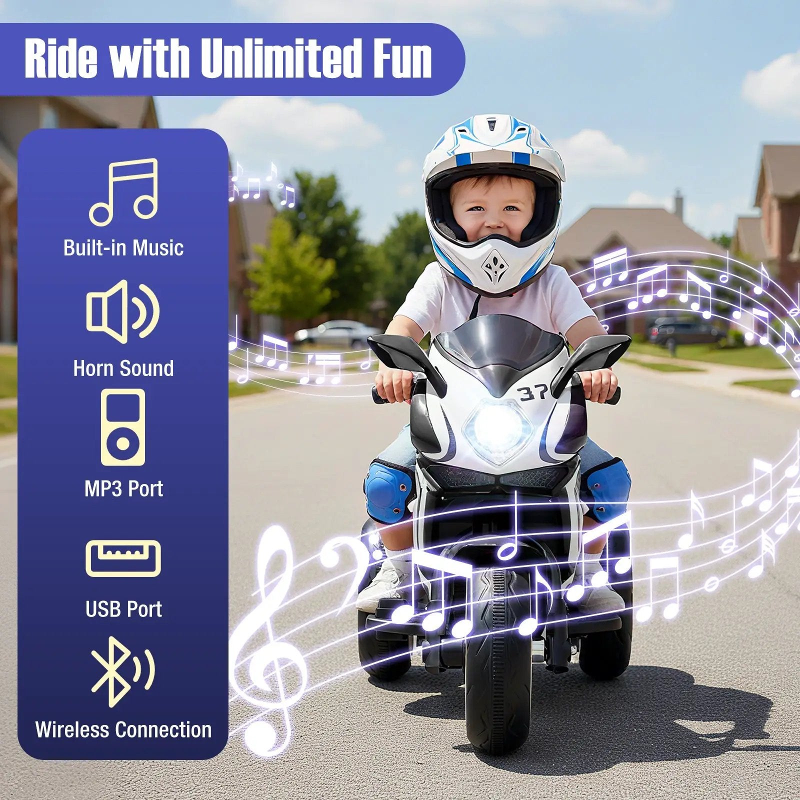 Kids Ride on Motorcycle 6V Battery Powered Mini Electric Motorbike with LED Lights by DirectDeals