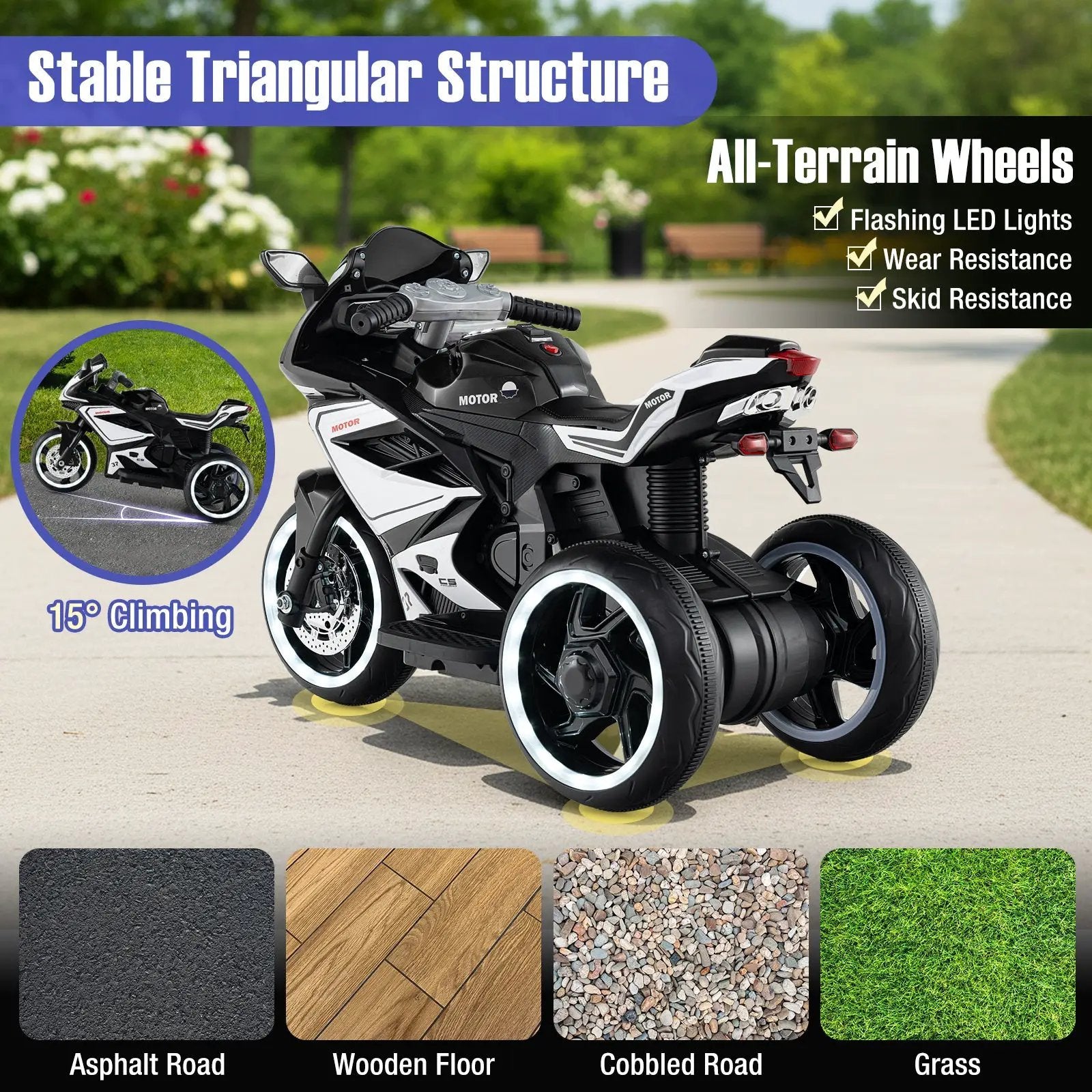 Kids Ride on Motorcycle 6V Battery Powered Mini Electric Motorbike with LED Lights by DirectDeals