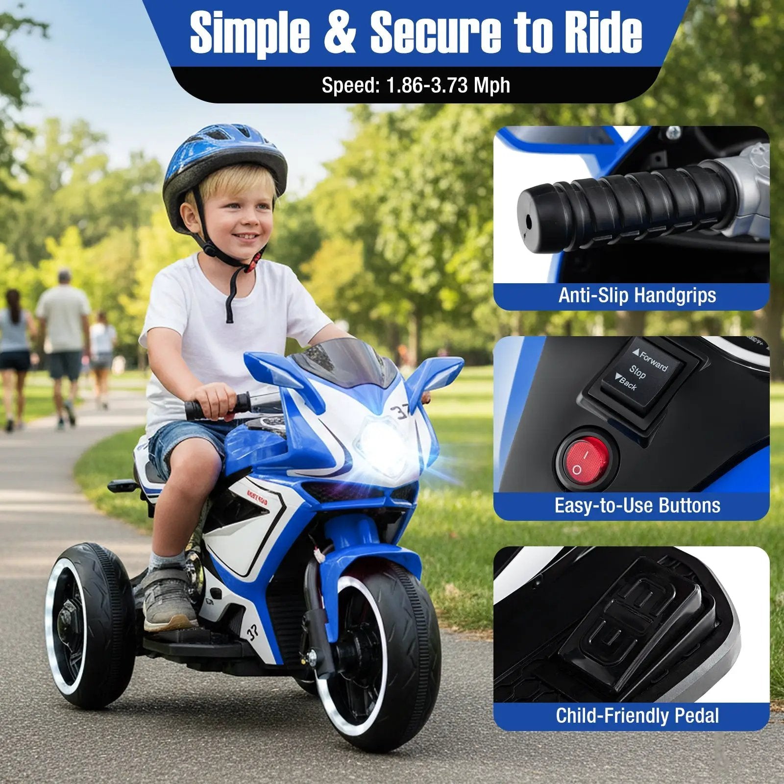 Kids Ride on Motorcycle 6V Battery Powered Mini Electric Motorbike with LED Lights by DirectDeals