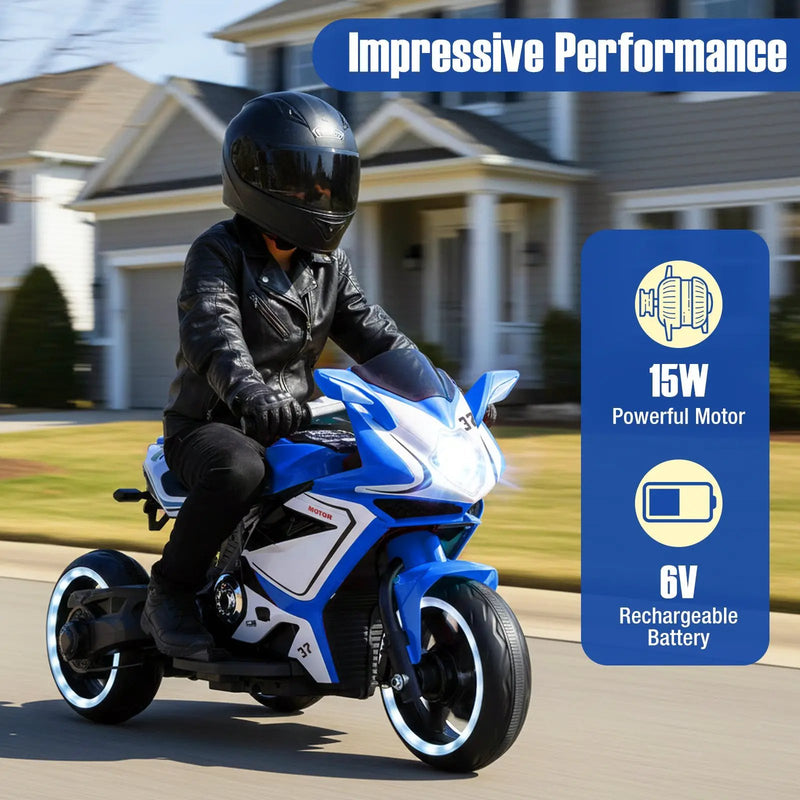 Kids Ride on Motorcycle 6V Battery Powered Mini Electric Motorbike with LED Lights by DirectDeals
