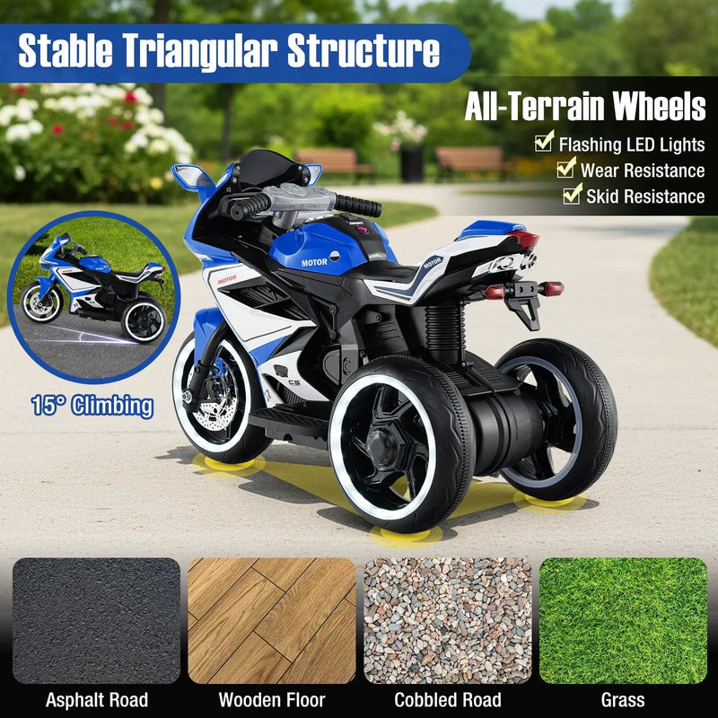 Kids Ride on Motorcycle 6V Battery Powered Mini Electric Motorbike with LED Lights by DirectDeals