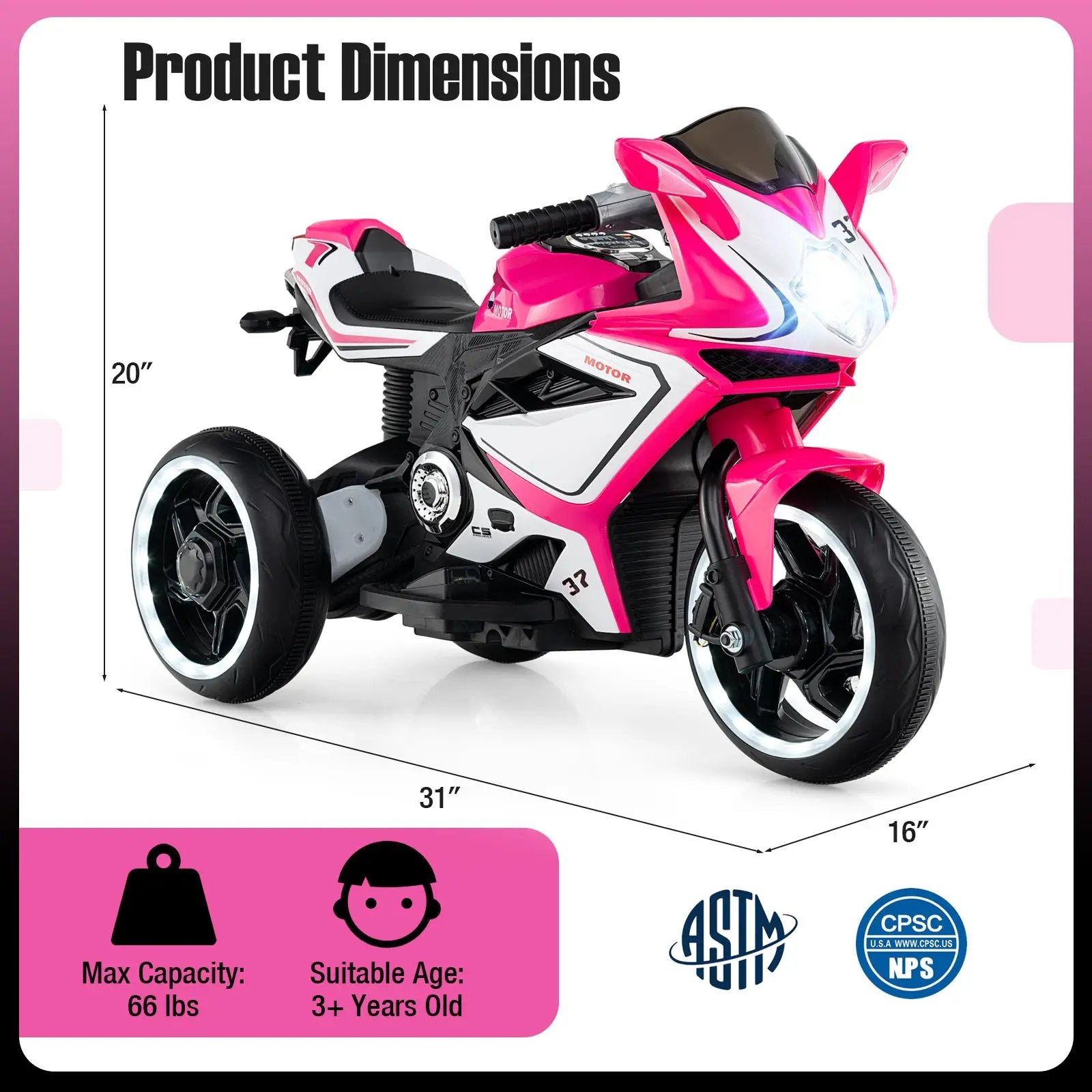 Kids Ride on Motorcycle 6V Battery Powered Mini Electric Motorbike with LED Lights by DirectDeals