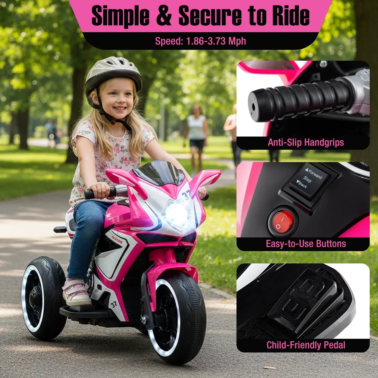 Kids Ride on Motorcycle 6V Battery Powered Mini Electric Motorbike with LED Lights by DirectDeals