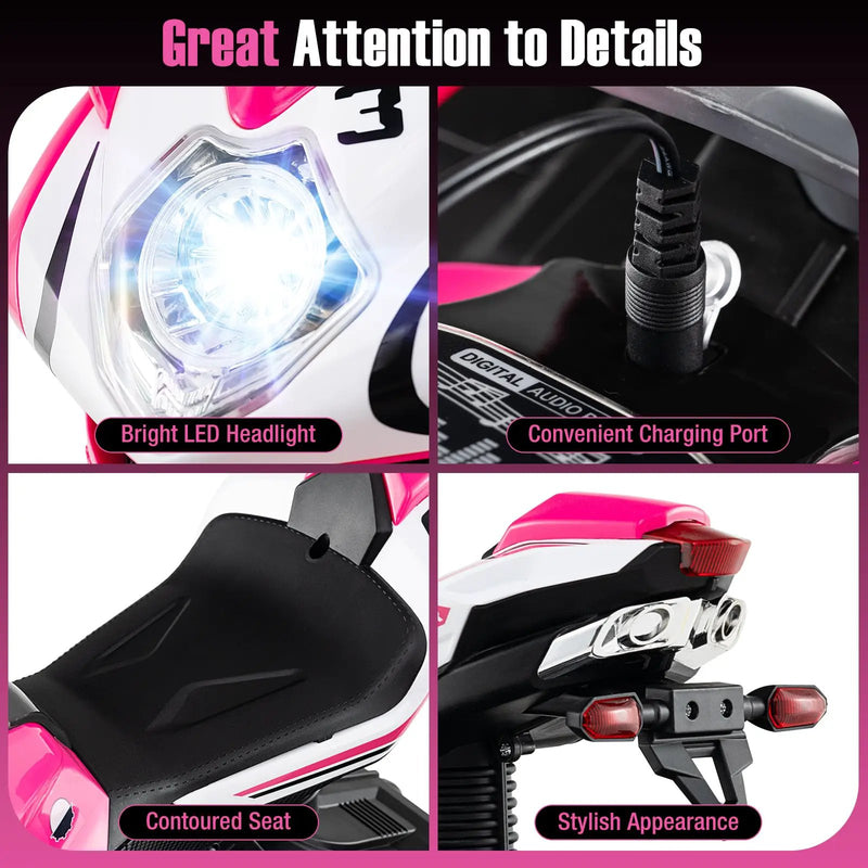 Kids Ride on Motorcycle 6V Battery Powered Mini Electric Motorbike with LED Lights by DirectDeals