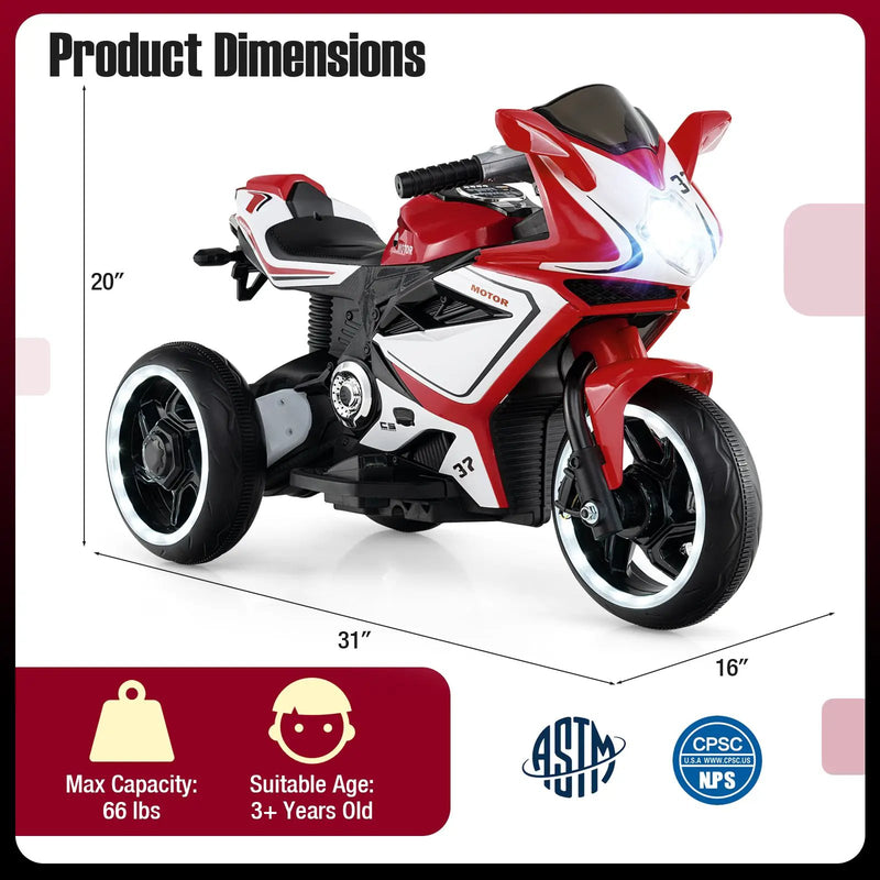 Kids Ride on Motorcycle 6V Battery Powered Mini Electric Motorbike with LED Lights by DirectDeals