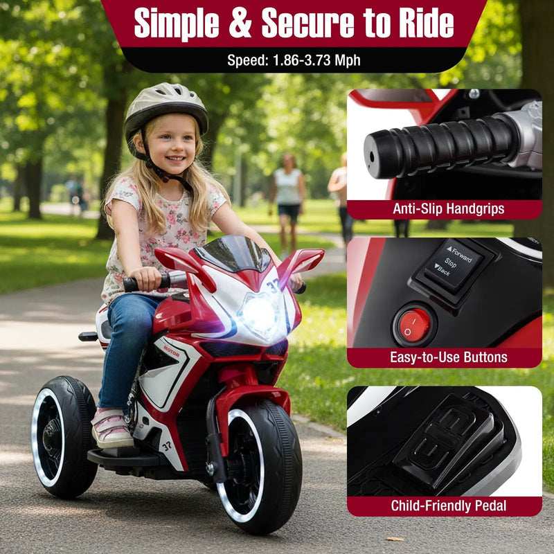Kids Ride on Motorcycle 6V Battery Powered Mini Electric Motorbike with LED Lights by DirectDeals