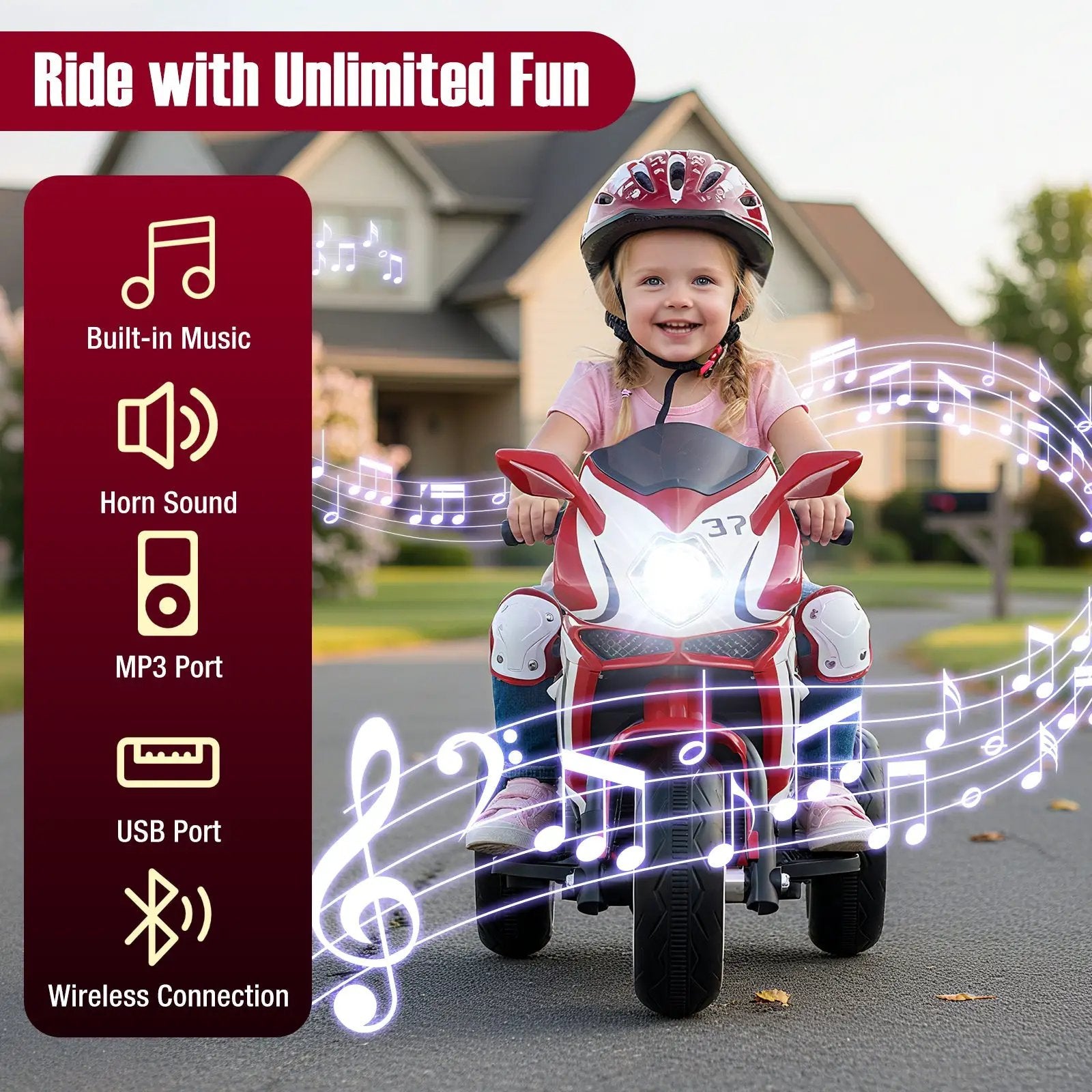 Kids Ride on Motorcycle 6V Battery Powered Mini Electric Motorbike with LED Lights by DirectDeals