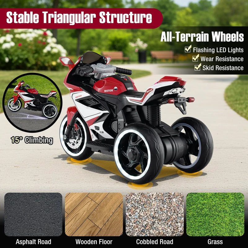 Kids Ride on Motorcycle 6V Battery Powered Mini Electric Motorbike with LED Lights by DirectDeals