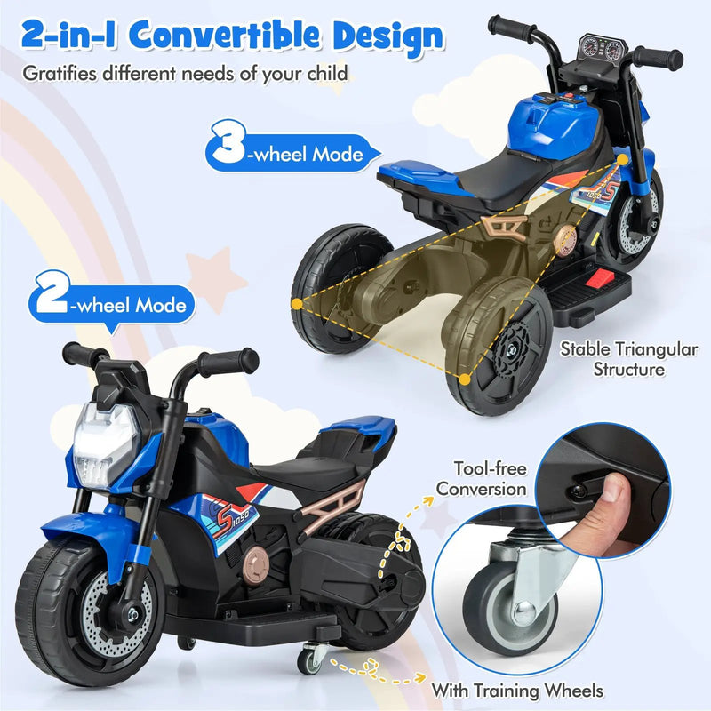 Kids Ride-on Motorcycle 6V Battery Powered Motorbike with Detachable Training Wheels by DirectDeals