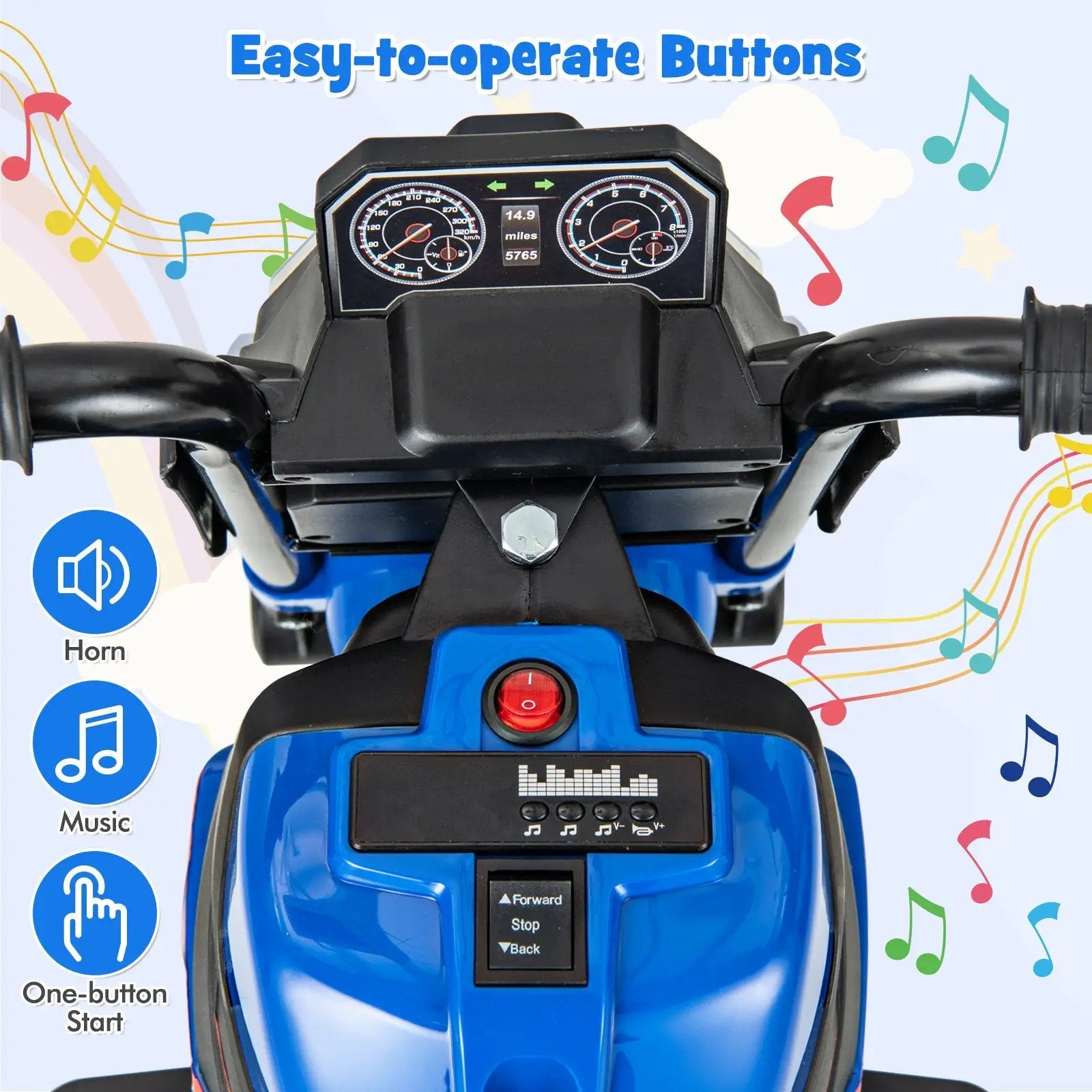 Kids Ride-on Motorcycle 6V Battery Powered Motorbike with Detachable Training Wheels by DirectDeals