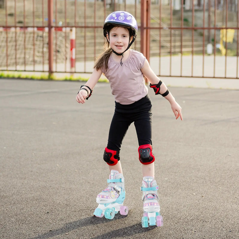Kids Roller Skates 4 Sizes Adjustable Quad Skates with Light-up Wheels by DirectDeals