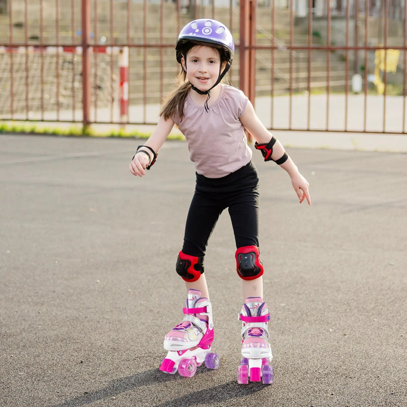 Kids Roller Skates 4 Sizes Adjustable Quad Skates with Light-up Wheels by DirectDeals