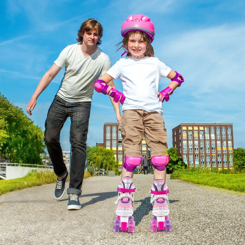 Kids Roller Skates 4 Sizes Adjustable Quad Skates with Light-up Wheels by DirectDeals