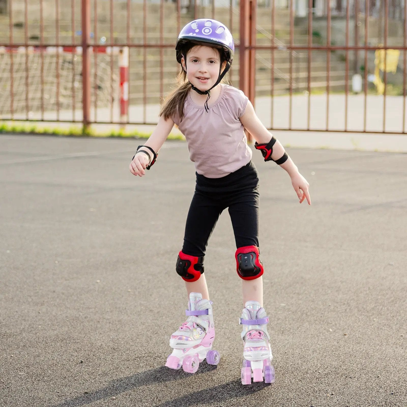 Kids Roller Skates 4 Sizes Adjustable Quad Skates with Light-up Wheels by DirectDeals