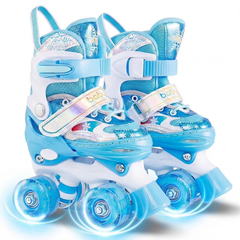 Kids Roller Skates 4 Sizes Adjustable with Light-up Wheels for Toddler Aged 3-4 (XS) by DirectDeals