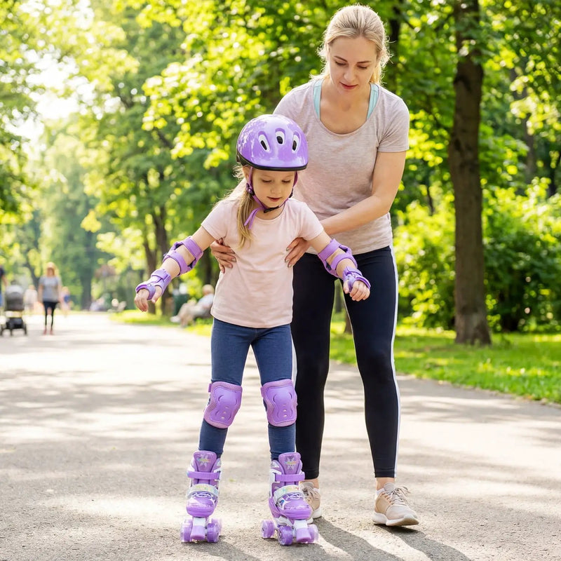 Kids Roller Skates 4 Sizes Adjustable with Light-up Wheels for Toddler Aged 5-7 (S) by DirectDeals