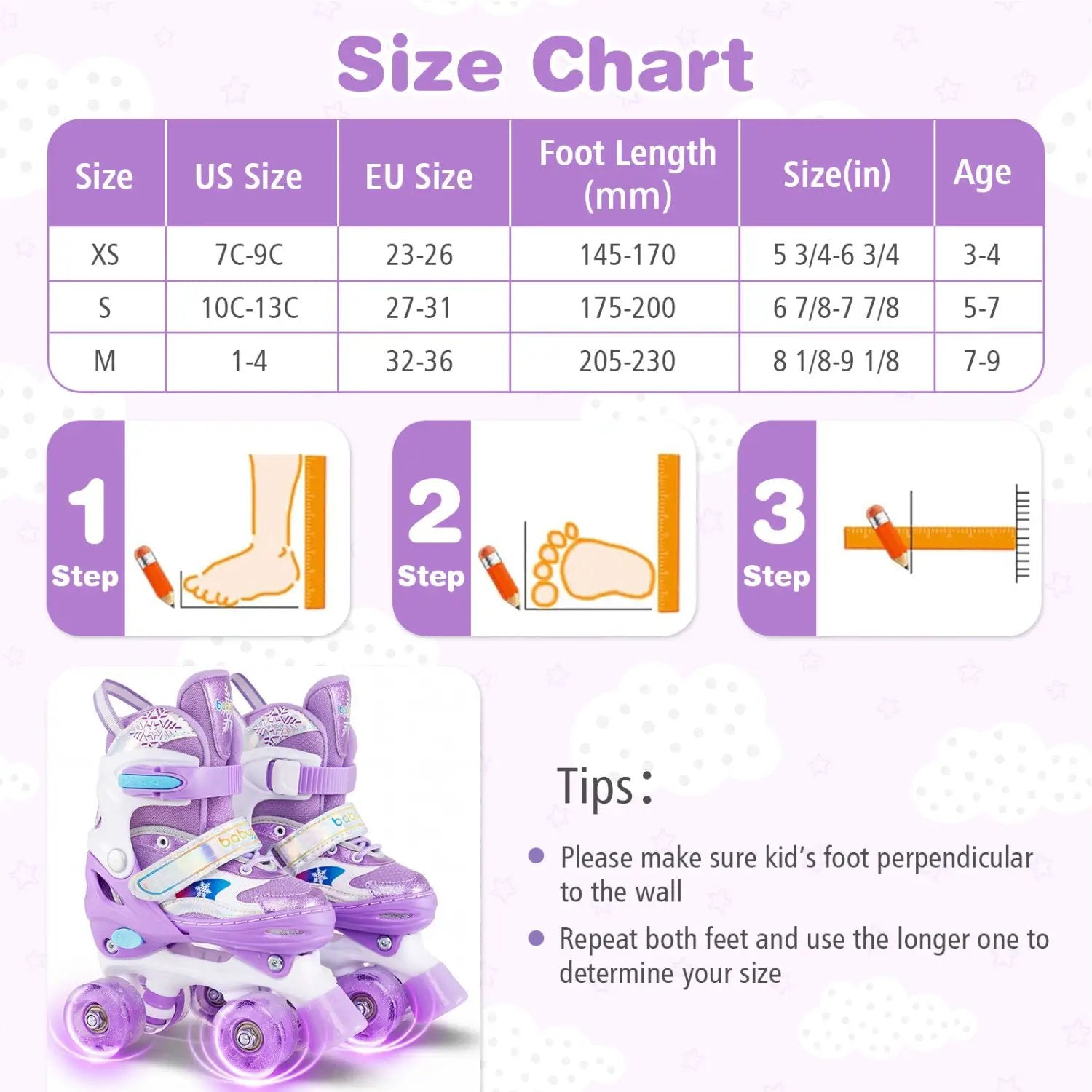 Kids Roller Skates 4 Sizes Adjustable with Light-up Wheels for Toddler Aged 5-7 (S) by DirectDeals