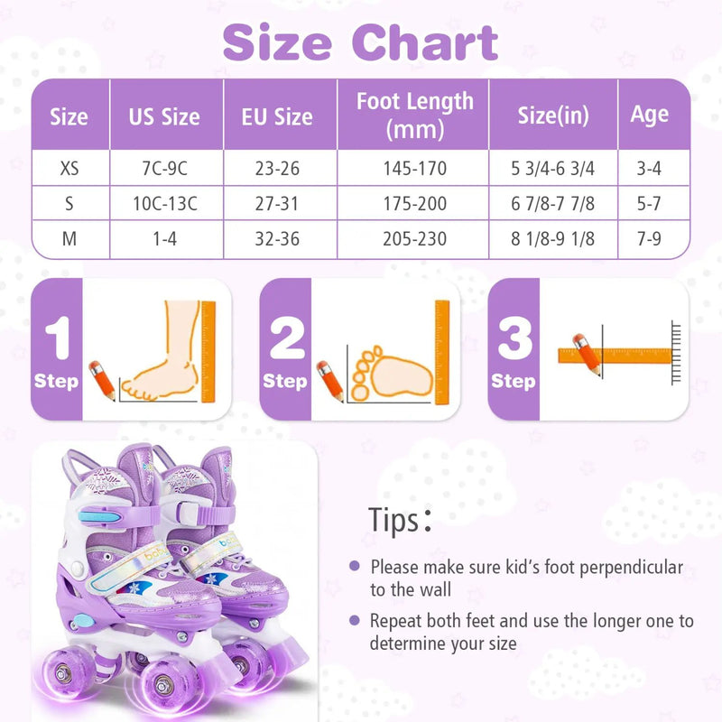 Kids Roller Skates 4 Sizes Adjustable with Light-up Wheels for Toddler Aged 5-7 (S) by DirectDeals