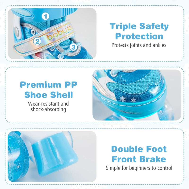 Kids Roller Skates 4 Sizes Adjustable with Light-up Wheels for Toddler Aged 5-7 (S) by DirectDeals