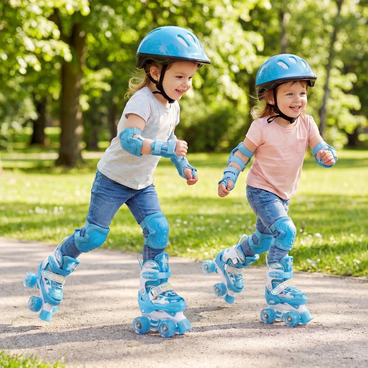 Kids Roller Skates 4 Sizes Adjustable with Light-up Wheels for Toddler Aged 3-4 (XS) by DirectDeals