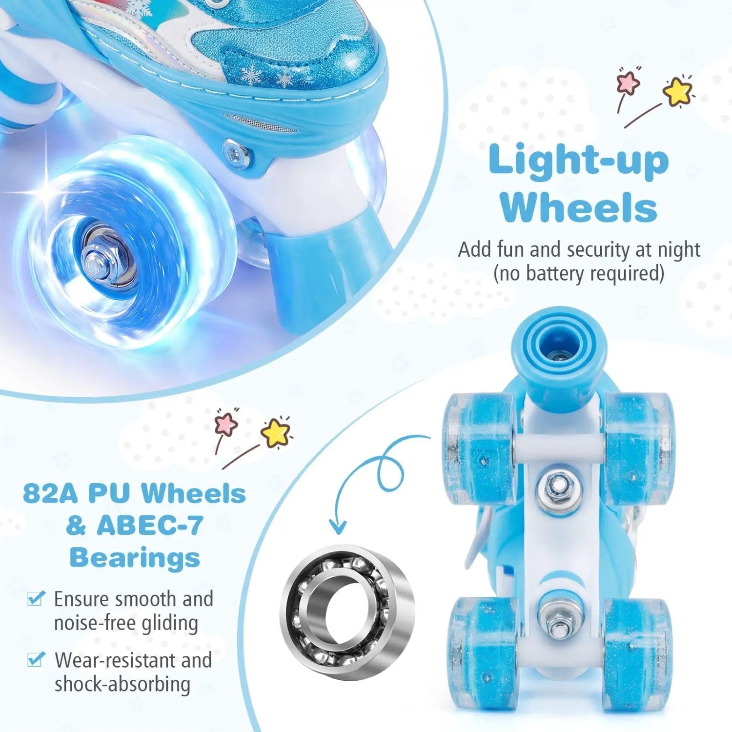 Kids Roller Skates 4 Sizes Adjustable with Light-up Wheels for Toddler Aged 3-4 (XS) by DirectDeals