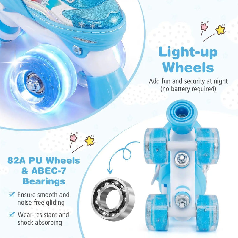 Kids Roller Skates 4 Sizes Adjustable with Light-up Wheels for Toddler Aged 3-4 (XS) by DirectDeals