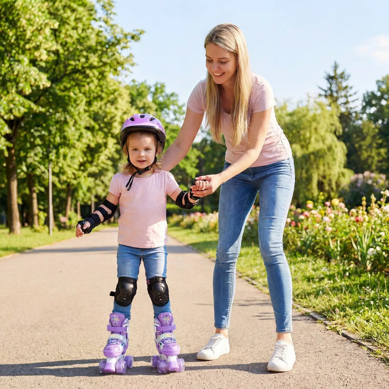 Kids Roller Skates 4 Sizes Adjustable with Light-up Wheels for Toddler Aged 3-4 (XS) by DirectDeals